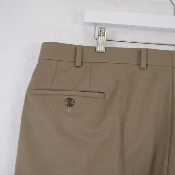 Lauren Ralph Lauren Tan Wool 39/30 Dress Pants Pleated Cuffed Mid Rise Tag 38/30 - Picture 5 of 9